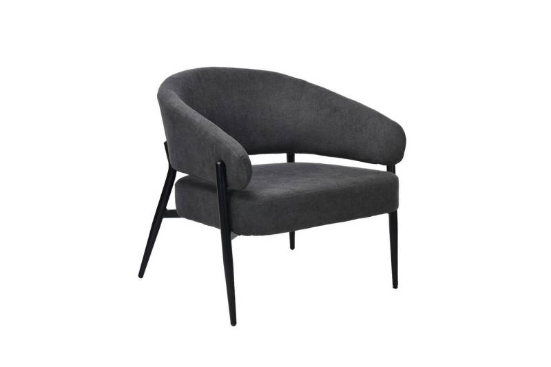 byLIVING Sessel John, in Webstoff dunkelgrau, Metall Gestell schwarz, mit Armlehnen von byLIVING