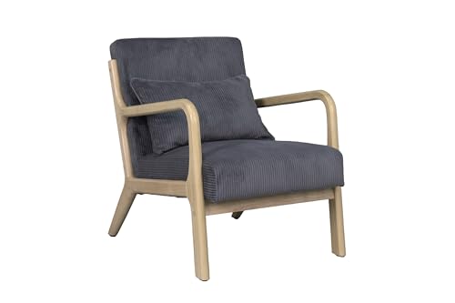byLIVING Sessel NOHR/Grob-Cord grau/Gestell und Armlehnen Massivholz Natur/B 65,5, H 78, T 84 cm von byLIVING