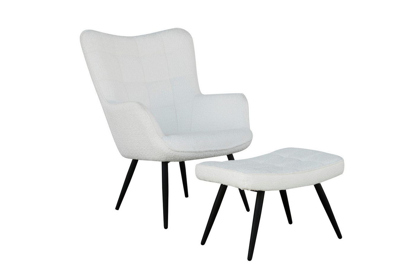 byLIVING Sessel UTA (bestehend aus Sessel und Hocker, Bezug: Samtstoff, Webstoff, Cordstoff Farbe: dunkelgrün, grau, schwarz), Sessel: B 72, H 97, T 80 cm / Hocker B 60, H 39, T 41 cm von byLIVING