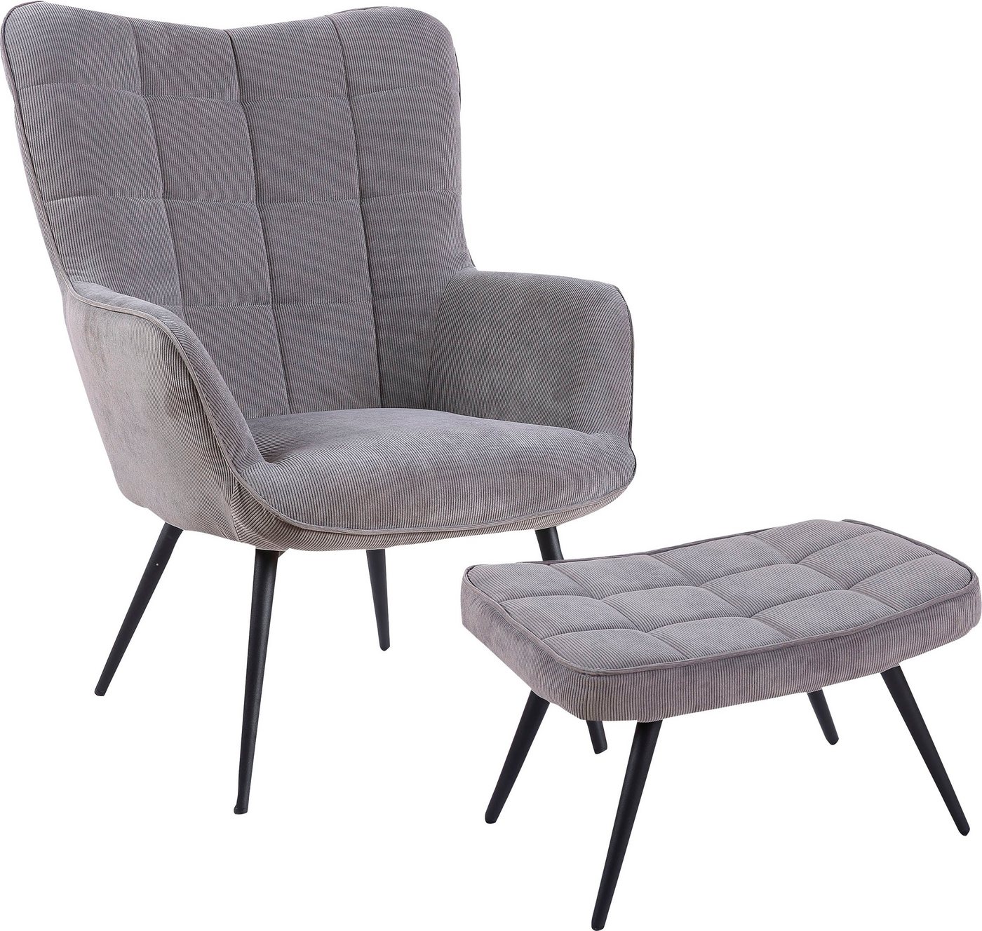 byLIVING Sessel Uta (1-St), wahlweise mit oder ohne Hocker, in Cord, Samt oder Webstoff von byLIVING