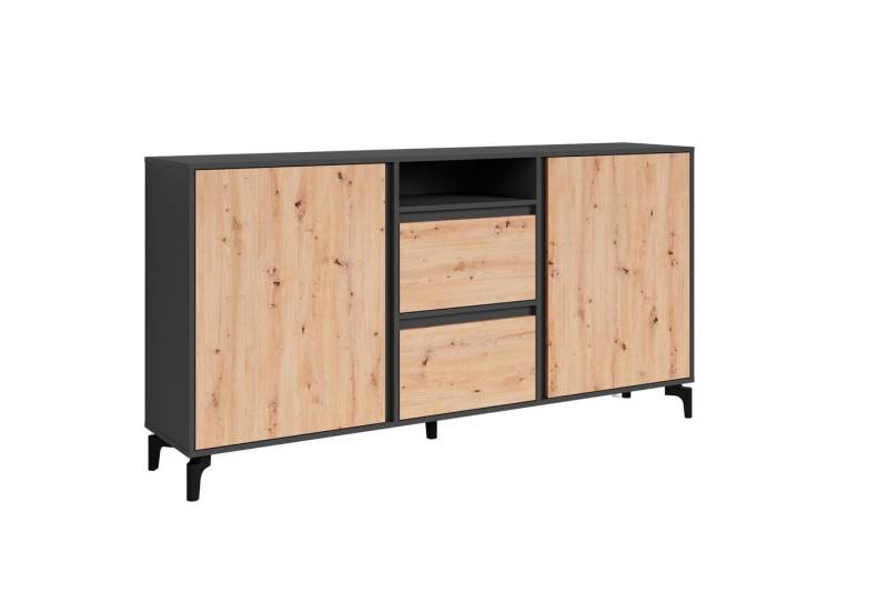 byLIVING Sideboard BLACKWOOD (Korpus in anthrazit, Fronten in Artisan Eiche), Viel Stauraum von byLIVING