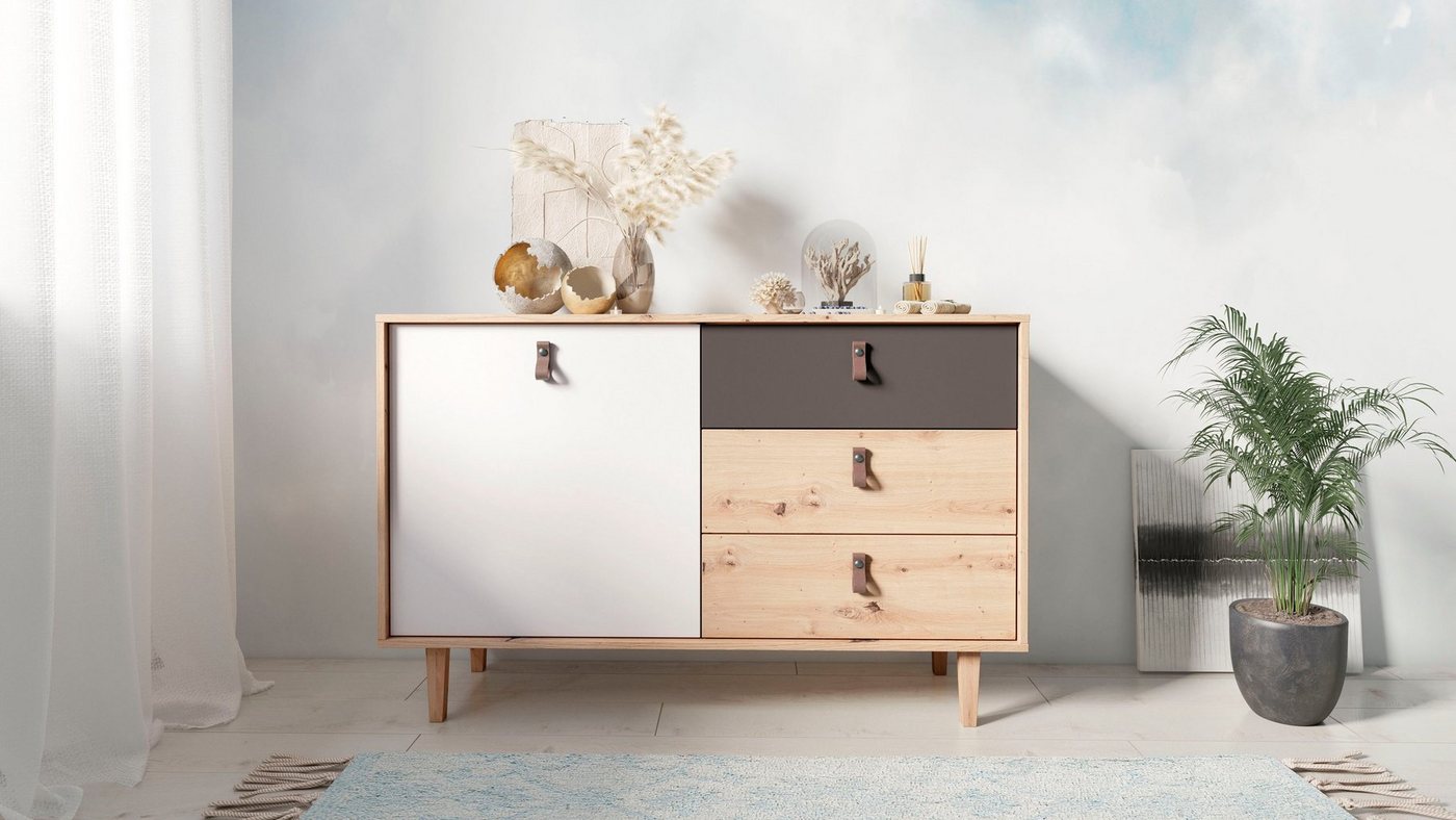 byLIVING Sideboard Bill, Breite 120 oder 180 cm, Füße aus Eiche Massivholz von byLIVING