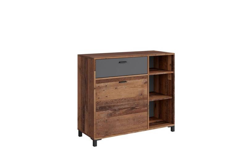 byLIVING Sideboard JACKSON (Sideboard in Old Wood Optik mit Absetzung in Anthrazit, Kommode mit 2 Türen und 2 Schubkästen), Breite 98 oder 160 cm von byLIVING