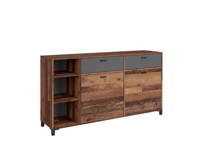 byLIVING Sideboard JACKSON (Sideboard in Old Wood Optik mit Absetzung in Anthrazit, Kommode mit 2 Türen und 2 Schubkästen), Breite 98 oder 160 cm von byLIVING