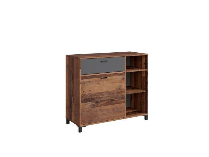byLIVING Sideboard JACKSON (Sideboard in Old Wood Optik mit Absetzung in Anthrazit, Kommode mit 2 Türen und 2 Schubkästen), Breite 98 oder 160 cm von byLIVING
