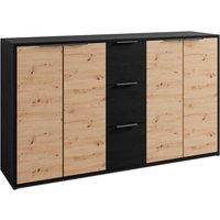 byLIVING Sideboard RIMINI, Breite 139 cm, Artisan Eiche (Eiche-Optik), schwarz von byLIVING