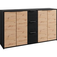 byLIVING Sideboard "Rimini" Melamin Eiche schwarz und Artisan Eiche, 3 Schubkästen, 4 Türen von byLIVING