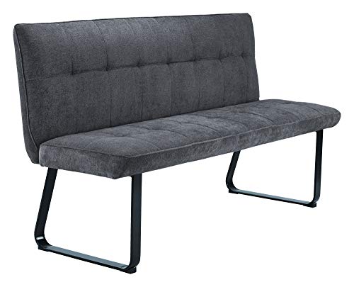 byLIVING Sitz-Bank TALEA, Stoff, Nosagfederung, Gestell aus Metall, pulverbeschichtet schwarz, hoher Sitzkomfort, Webstoff, grau, B 160, H 92, T 59 cm von byLIVING