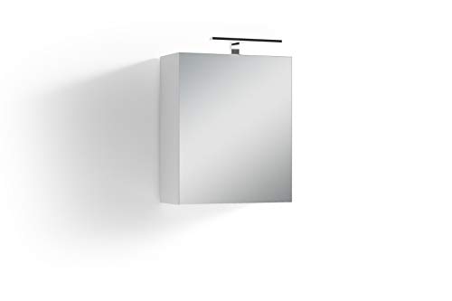 byLIVING Spiegelschrank Spree/Korpus matt weiß mit Spiegeltüren/Hängeschrank mit Soft-Close-Funktion/mit LED-Beleuchtung Badschrank mit Stecker- und Schalterdose/B 50, H 60, T 20 cm von byLIVING
