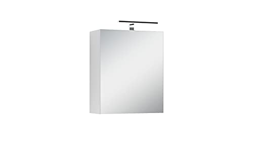 byLIVING Spiegelschrank Spree/Korpus matt weiß mit Spiegeltüren/Hängeschrank mit Soft-Close-Funktion/mit LED-Beleuchtung Badschrank mit Stecker- und Schalterdose/B 50, H 60, T 20 cm von byLIVING
