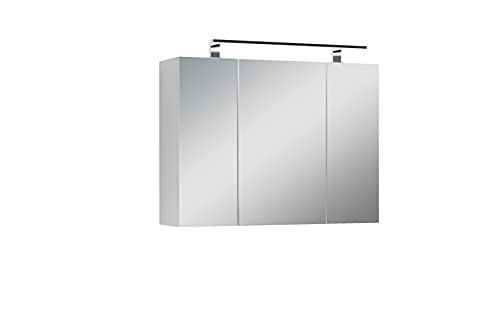 byLIVING Spiegelschrank Spree matt weiß mit Spiegeltüren Hängeschrank mit Soft-Close-Funktion Inkl. LED-Beleuchtung Badschrank mit Stecker- und Schalterdose B 80, H 60, T 20 cm von byLIVING