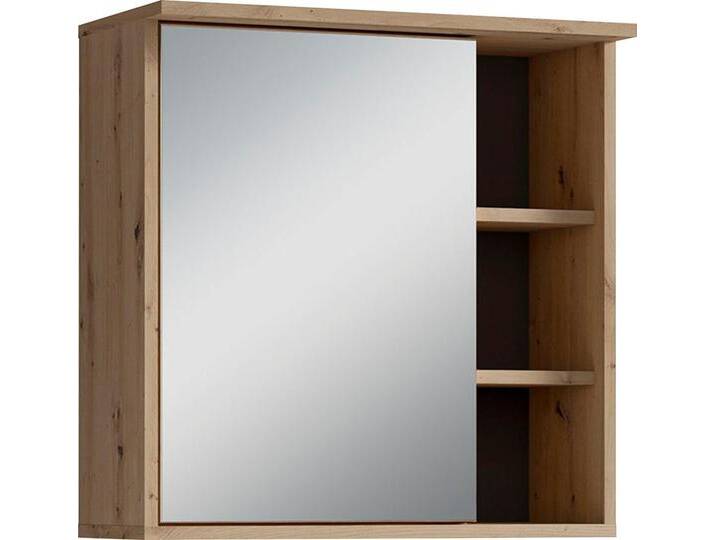 byLIVING Spiegelschrank Wellness (1-St) 60cm Badschrank mit LED-Leuchte, großem Spiegel und viel Stauraum, beige von byLIVING