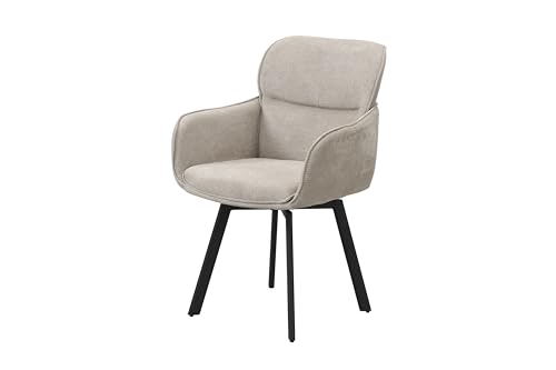 byLIVING Stuhl 2-er Set RICO/Webstoffbezug, Gestell in schwarz / 360° drehbar/Esszimmerstuhl/Küchenstuhl/B 61 x H 90 x T 63 cm (Taupe) von byLIVING