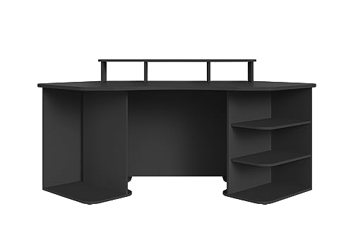 byLIVING THANATOS 01 Schreibtisch, Holzwerkstoff, Schwarz, B 198, H 93,5, T 85 cm von byLIVING