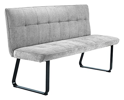 byLIVING Talea Sitz-Bank, Stoff, Nosagfederung, Untergestell Metall schwarz pulverbeschichtet, hoher Sitzkomfort, Webstoff, hellgrau, B 160, H 92, T 58 cm von byLIVING