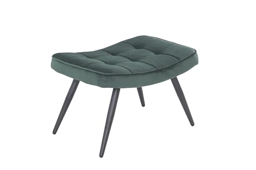 byLIVING Uta Hocker/Samtstoff/Gestell schwarz pulverbeschichtet/Fuß-Ablage/Sitzhocker, Metall, dunkelgrün, B 60, H 39, T 41 cm von byLIVING