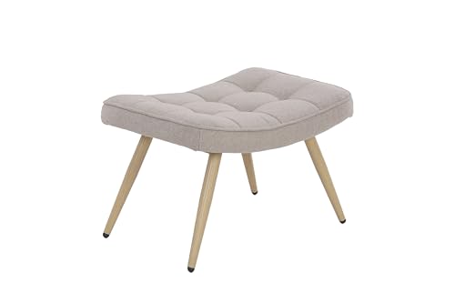 byLIVING Uta Hocker/Webstoff Sandfarben/Gestell Metall in Eichenoptik foliert/Fuß-Ablage/Sitzhocker, beige, B 60, H 39, T 41 cm von byLIVING