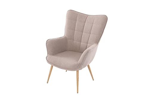 byLIVING Uta Webstoff Sandfarben/Gestell Metall in Eichenoptik foliert/Relaxsessel/Armlehnen-Sessel, beige, B 72, H 97, T 80 cm von byLIVING