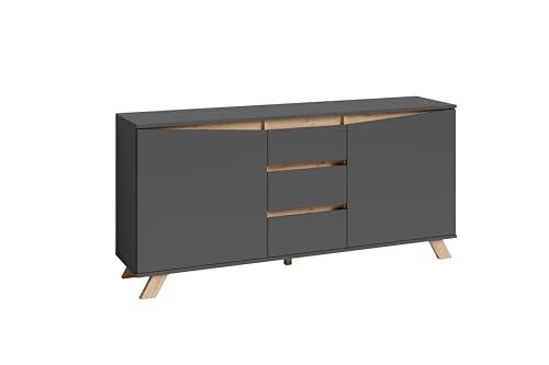 byLIVING Valentin Sideboard, Holzwerkstoff, schwarz, B 160, H 76, T 38 cm von byLIVING