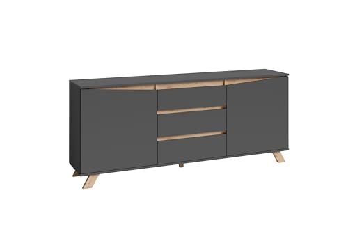 byLIVING Valentin Sideboard, Holzwerkstoff, schwarz, B 180, H 76, T 38 cm von byLIVING