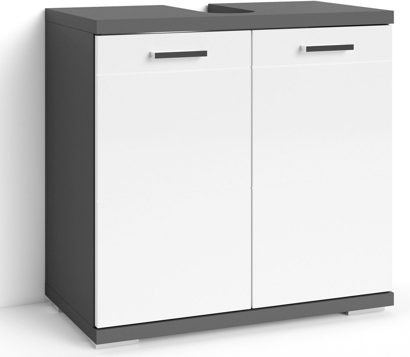 byLIVING Waschbeckenunterschrank Nebraska Breite 60 cm, mit Hochglanzlackierung und verchromten Metallgriffen von byLIVING