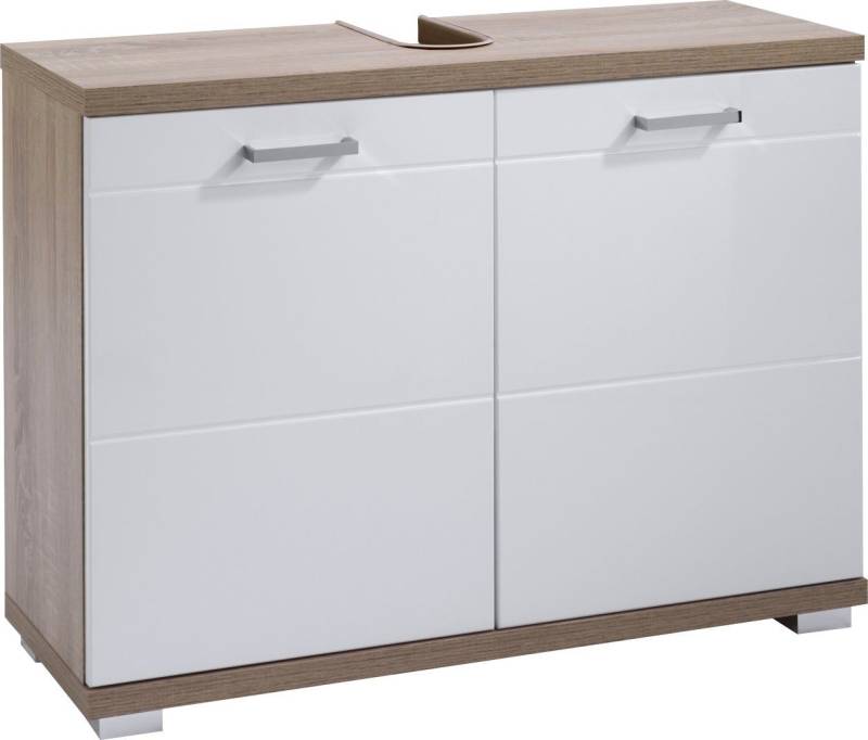 byLIVING Waschbeckenunterschrank Nebraska Breite 80 cm, Badezimmerschrank, MDF-Fronten in Hochglanz-Optik von byLIVING
