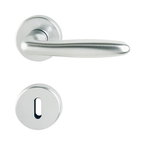 Hoppe Drückergarnitur Verona Türklinke mit Rosette BB mit Schnellstift, TS 37-47, Aluminium Silber eloxiert von bybyhome
