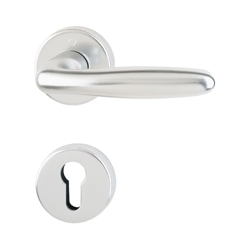 Hoppe Drückergarnitur Verona Türklinke mit Rosette PZ mit Schnellstift, TS 37-47, Aluminium silber eloxiert von bybyhome