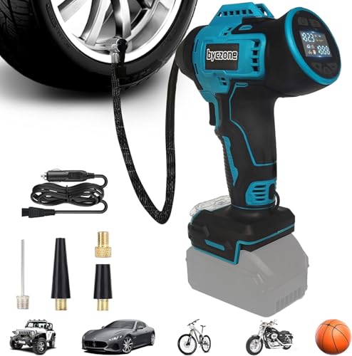 Akku Kompressor für Makita 18V Akku, 11bar Autoreifen Luftpumpe,160 PSI Tragbare mit Abschalautomatik und Manometer Luftkompressor mit 12V Autostromkabel für Auto, Motorrad, Fahrrad Akku Kompressor für Makita 18V Akku, 11bar Autoreifen Luftpumpe,160 PSI Tragbare mit Abschalautomatik und Manometer Luftkompressor mit 12V Autostromkabel für Auto, Motorrad, Fahrrad von bycpower