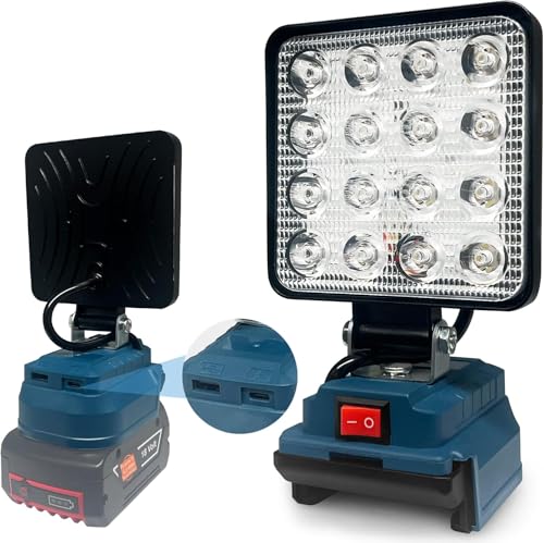 LED-Arbeitsleuchte für BOSCH 18V Akku,18V Arbeitsleuchte mit Unterspannungsschutz, USB-Ladeanschluss, LED lamp für Baustelle und Sicherheitsbeleuchtung/Camping(nur Werkzeug) von bycpower