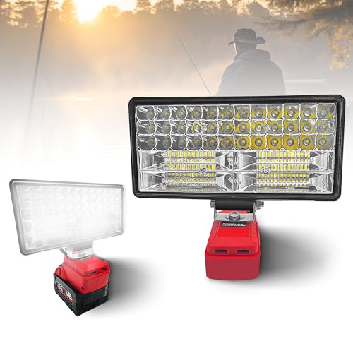 LED Baustrahler für Milwaukee 18V Akku (kein Akku), 90W 6800LM Strahler Tragbares LED-Licht,Akku Lampe mit 2 USB, Arbeitsleuchte Flutlichter für Baustellen, Camping, Gartenarbeit, Autoreparaturen von bycpower