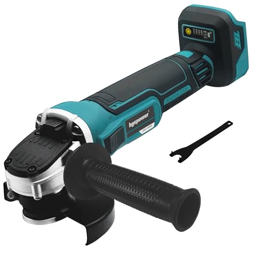 Akku Winkelschleifer Kompatibel Mit Makita 18V, 8500 U/min Kompakter Profi-Schleifer mit 4 Variablen Geschwindigkeiten, 125mm Schleifen Winkelschleifer zum Polier,Schleifen und Trennen(Ohne Akku) von bycpower