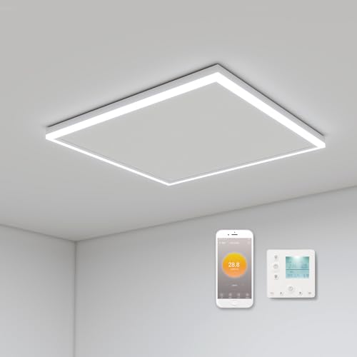 Infrarotheizung mit Thermostat 400 Watt, Deckenheizung Infrarot mit LED Beleuchtung, Infrarotheizung Deckenmontage, App Fernbedienung Steuerung, Decke Elektroheizung Heizplatte Heizkörper Heizpaneel von byecold