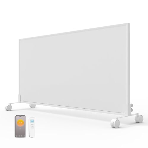 Infrarotheizung Standgerät - 700 Watt - App Steuerung & Fernbedienung & Thermostat - Elektroheizung mit Standfüßen & Wandmontage - Standheizung mit Rollen - Überhitzungsschutz - Energieeinsparend von byecold