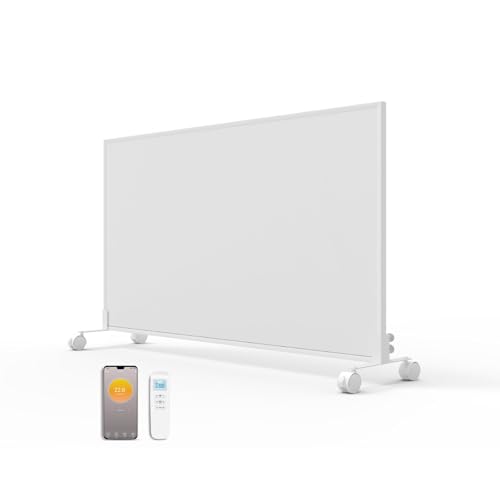 Infrarotheizung Standgerät - 580 Watt - App Steuerung & Fernbedienung & Thermostat - Elektroheizung mit Standfüßen & Wandmontage - Standheizung mit Rollen - Überhitzungsschutz - Energieeinsparend von byecold