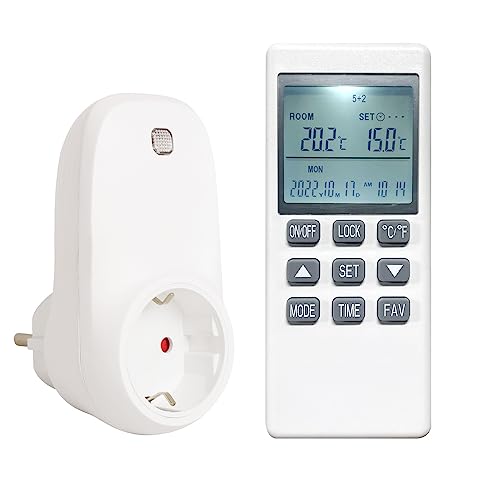 Thermostat Steckerthermostat Steckdosenthermostat mit LCD Display Fernbedienung Temperaturregler Programmierbar Timer für Infrarotheizung Verschiedene Heizgeräte von byecold