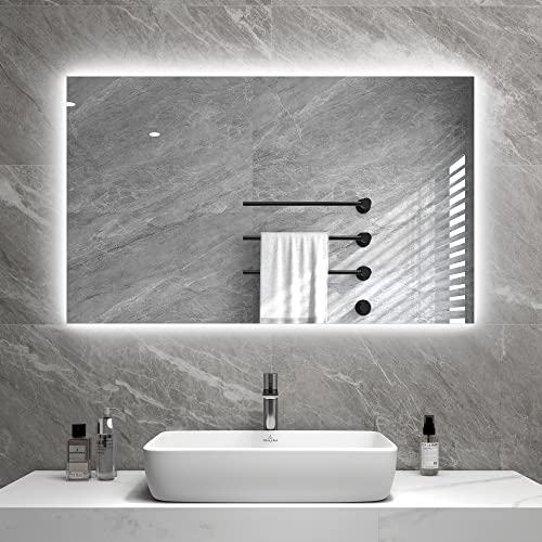 Byecold Infrarotheizung Spiegel 580W Wandmontage mit LED(100x60cm), Spiegelheizung Elektrisch Infrarot, Badspiegel Elektroheizung, Badezimmerspiegel beschlagfrei mit Überhitzungsschutz Heizplatte von byecold