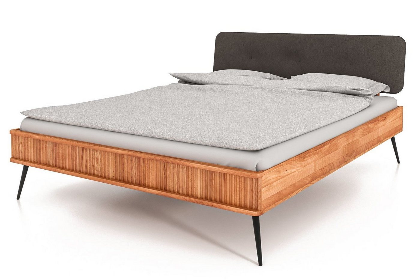 byoak Bett KULA 200 x 190 aus Massivholz, mit Polsterkopfteil, Naturgeölt (Bettgestell, ohne Lattenrost, ohne Matratze), Massivholz von byoak