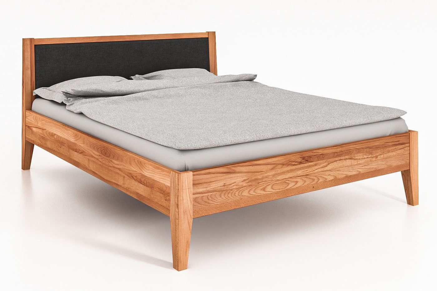 byoak Bett ODYS 160 x 200 aus Massivholz, mit Polsterkopfteil, Naturgeölt von byoak