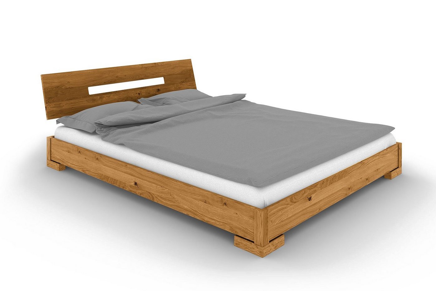 byoak Bett VENTO E-6 140 x 200 aus Massivholz, mit Holzkopfteil, Naturgeölt von byoak