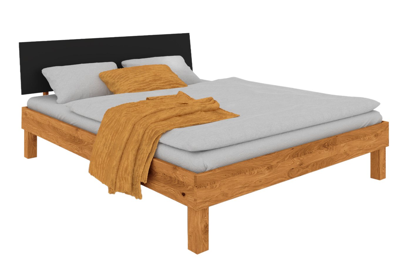 byoak Bett VIGO 100 x 190 aus Massivholz, mit MDF-kopfteil, Naturgeölt von byoak