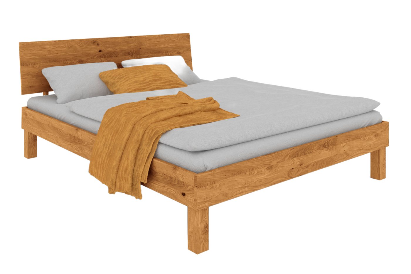 byoak Bett VIGO 100 x 200 aus Massivholz, mit Holzkopfteil, Naturgeölt von byoak