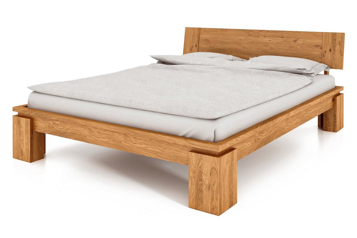 byoak Bett VINCI 200 x 190 aus Massivholz, mit Holzkopfteil, Naturgeölt von byoak