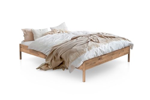 byoak Massivholzbett Agnes - mit Holzkopfteil - Doppelbett aus Holz - 140 x 200 cm - Geölt - Wildeiche von byoak