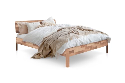 byoak Massivholzbett Penny - mit Holzkopfteil - Doppelbett aus Holz - 180 x 200 cm - Geölt - Kernbuche von byoak