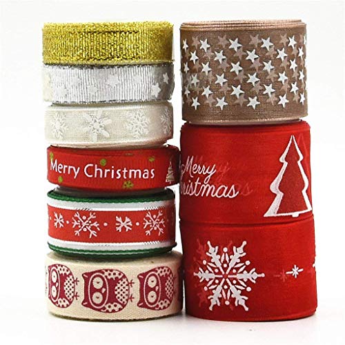 byou Weihnachtsband,Weihnachtsbänder 9 Stil 18 Yards Bunt Geschenkband für Weihnachten Hochzeit Verzieren DIY Handwerk 1 cm 1.5 cm 2.5 cm in der Breite von byou