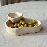 Handgemachte Keramik-Olivenschale, Kleine Keramik-Chip - Und Dipschale, Keramik-Schmuckschale, Rustikale Schale, Oliven-Servierschale, Weiße Handgemachte Keramik-Olivenschale, Kleine Keramik-Chip - Und Dipschale, Keramik-Schmuckschale, Rustikale Schale, Oliven-Servierschale, Weiße von bysaleta