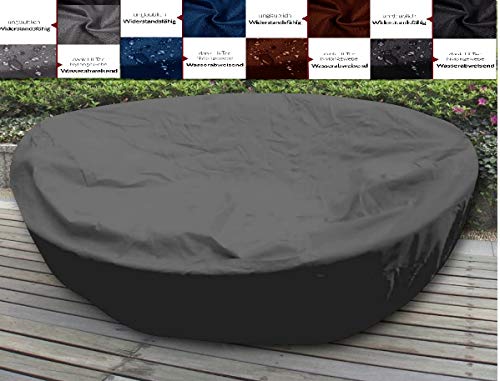 Sonneninsel Verschiedene GRÖßEN und Farben wählbar Premium WASSERDICHT Schutzhülle Liegeinsel Abdeckplane Abdeckung Plane Haube Hülle (Rund Durchmesser: 180cm x Höhe: 85cm, Anthrazit) von byufya