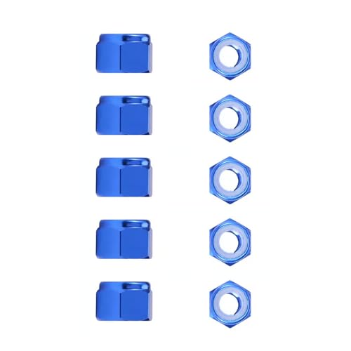10pcs Aluminium-Schlossmuttern Anodierte Farbenfrohe Aluminium-Hex-Nylon-Lockmutter Selbstverriegelung,Dark Blue,M3 von bzcemind