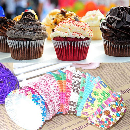 cA0boluoC Cupcake-Förmchen, bunt, Mini-Papier-Backförmchen, Muffin-Papierförmchen, Geburtstagsparty-Dekoration, 100 Stück von cA0boluoC